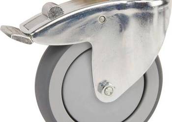 Koło skrętne gumowe Ø 75x25 mm z hamulcem, pojedynczy otwór montażowy, noś…