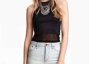 czarny top h&m xs 34 siatka siateczka bluzka koszulka