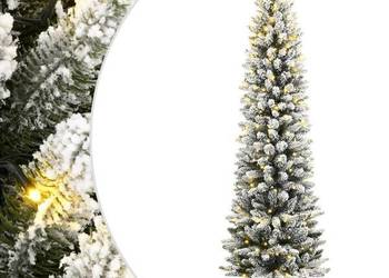 vidaXL Sztuczna choinka, ośnieżona, 150 lampek LED, 120 cm（SKU:3315768）