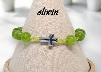 Bransoletka różaniec, dziesiątka różańca z oliwinu, OLIWIN #1008 Bransoletka różaniec, dziesiątka różańca z oliwinu, OLIWIN #1008