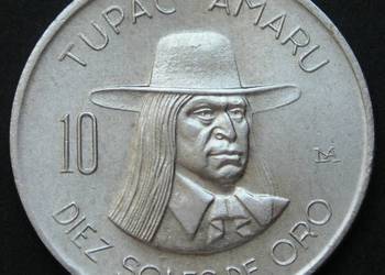PERU 10 SOLES DE ORO 1973 - TUPAC AMARU - STAN 1/2