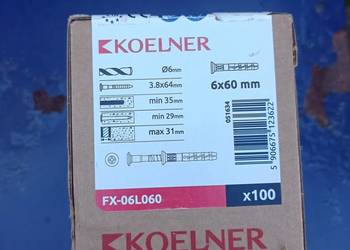 Kołki szybkiego montażu FX 6x60 mm  KOELNER 100 sztuk   FX-06L060