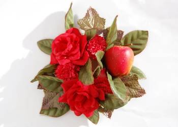 Stroik do świecznika świecy jabłko róże kwiaty Boże Narodzenie