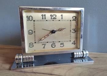 Stary przedwojenny zegar, budzik gabinetowy Art Deco 1920