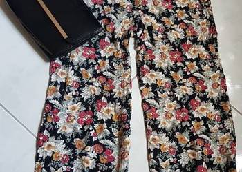 38/40 Spodnie długie flower proste wysoki stan kwiaty elegan