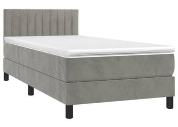 Łóżko kontynentalne z materacem i LED szare aksamit 100x200cm WM-3134507