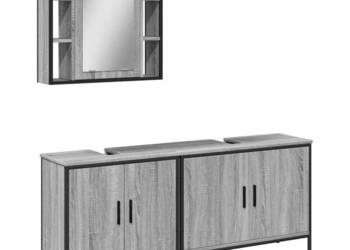3-częściowy zestaw szafek łazienkowych szary dąb sonoma WM-3214733