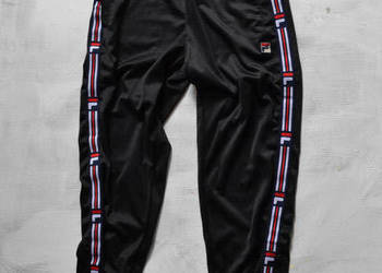 czarne dresy FILA z lampasem oldschool spodnie dresowe L 40