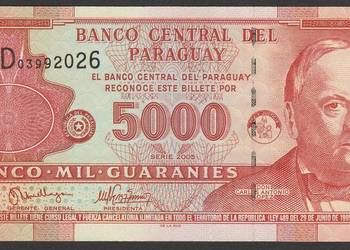 Paragwaj 5000 guaranies 2005  - stan bankowy UNC