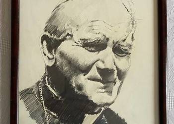 Rysunek odręczny sygnowany, Jan Paweł II