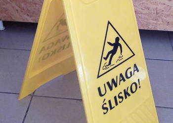 UWAGA ŚLISKO Znak Potykacz Tablica Mokra Podłoga