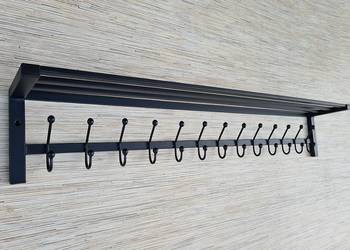 Wieszak 130 cm metalowy z półką czarny z metalu nowoczesny
