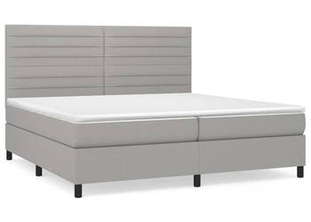 Łóżko kontynentalne z materacem jasnoszare tkanina 200x200 cm WM-3141881