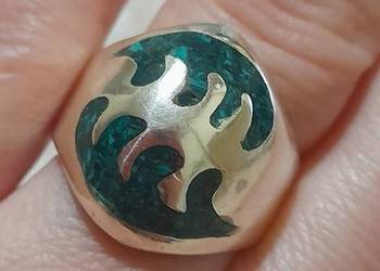 Sygnet srebrny z malachitem