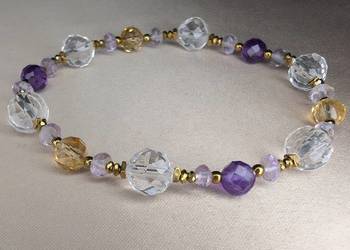 Bransoletka kamienie cytryn ametyst kryształ górski prezent pamiątka