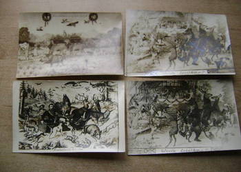 Starocie z PRL - Myślistwo = Zestaw 4 zdjęć pocztówek przedwojennych