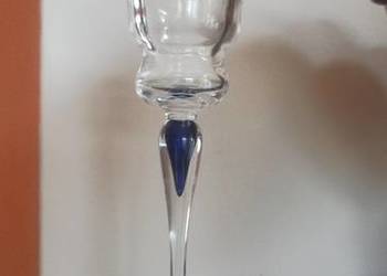 Kieliszek. Świecznik. Szkło przeźroczyste. łezka kobaltowa. Kieliszek. Świecznik. Szkło przeźroczyste. łezka kobaltowa.