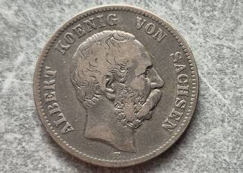 62) NIEMCY SAKSONIA srebro - 2 Marki - 1876 r. - E