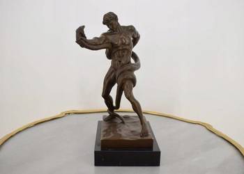 Atleta Walczący z Pytonem - Walka z Wężem - Figura Rzeźba z Brązu Ozdoba