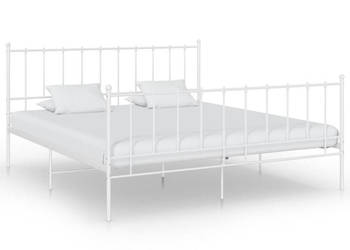 Łóżko Metalowe Białe Rama Łóżka Ze Stelażem Biała 140 x 200 cm WM-324956