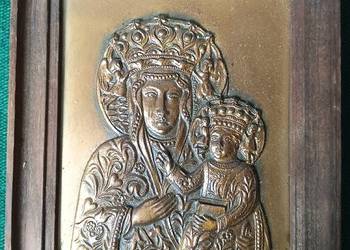 Matka Boska Częstochowska płaskorzeźba vintage