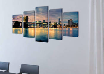 Zestaw obrazów Canvas 200 x 100 cm Rzeka z Mostem Brooklińskim WM-241555