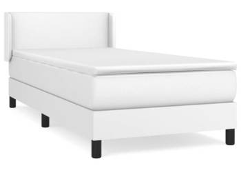 Łóżko kontynentalne z materacem białe ekoskóra 90x200 cm WM-3130638