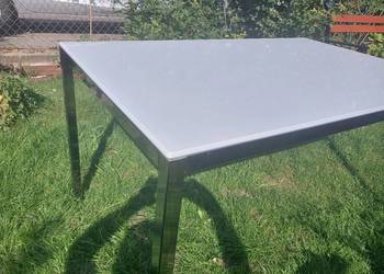 IKEA TORSBY stół chrom połysk biały 145x85 cm. Blat grube szkło hartow