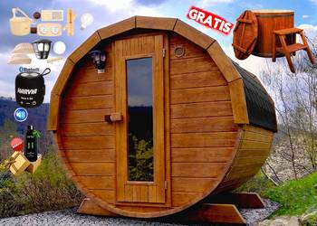 SAUNA Ogrodowa 150cm MIKRO - 2/3 osob + GRATIS Beczka 500L + Akcesoria