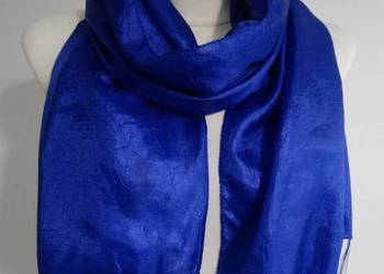 Szal Jedwabny Duży do Wielu Stylizacji Kobaltowy Niebieski Szalik