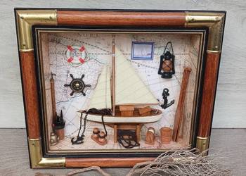 Marynistyka żeglarstwo gablota diorama marynistyczna obraz przestrzenny