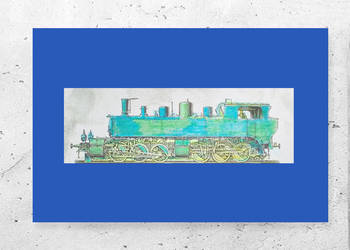 lokomotywa obraz A4, plakat z pociągiem, retro obrazek 21x30, pociąg poster