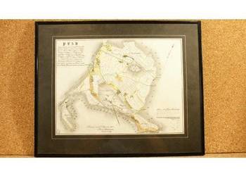 Historyczna mapa wsi Siersza z 1844 r. – reprodukcja w ramie 50,5 × 40,5 cm