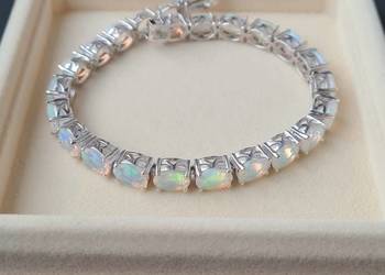 Bransoletka srebro rodowane 925, opale etiopskie