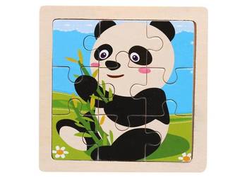 Drewniane puzzle dla dzieci montessori | 9 elementów | Panda