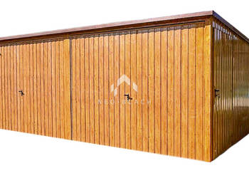 Garaż Blaszany 6x5m - 2x Brama Uchylna Złoty Dąb - Drewnopodobny NB196