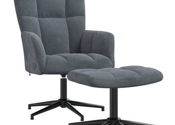 Fotel z podnóżkiem ciemnoszary obity aksamitem WM-328107