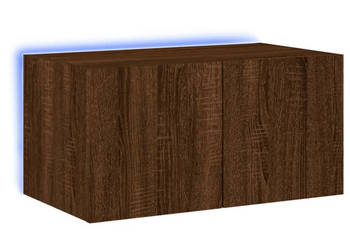 Ścienna szafka TV z LED brązowy dąb 60x35x31 cm WM-837279