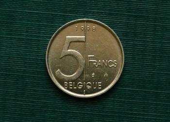 BELGIA - 5 franków, 1998r. Napis po francusku „BELGIQUE”