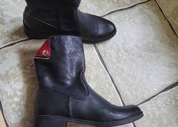 Kozaczki za kostkę czarne rozm 40 z eko skóry