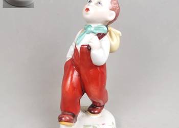 Chłopiec wędrowiec z psem Royal Dux Bohemia lata 70te wys.17cm