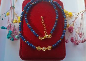 Naszyjnik z kamienia naturalnego szafir, cytryn, hematyt.