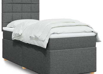 Łóżko kontynentalne z materacem ciemnoszara tkanina 90x200 cm WM-3291164