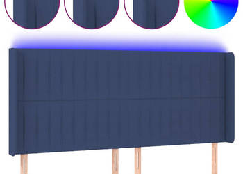 Zagłówek do łóżka z LED niebieski 183x16x118/128 cm tkanina WM-3124306