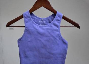 Fioletowy sportowy top bez rękawów w prążki Move