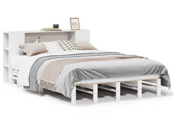 Łóżko z regałem bez materaca białe lite drewno 160x200 cm WM-3323882