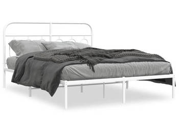 Łóżko Metalowe Białe Rama Łóżka Ze Stelażem Biała 135x190 cm WM-377165