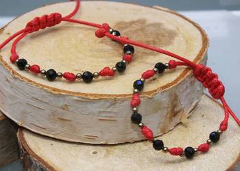 Bransoletka ochronna 7 węzłów turmalin  kamienie naturalne