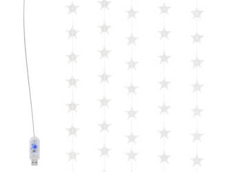 Zasłona świetlnych gwiazdek 200 diod LED zimna biel 8 funkcji WM-328803