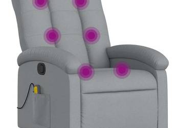 vidaXL Rozkładany fotel masujący, jasnoszary, obity tkaniną(SKU:371739)